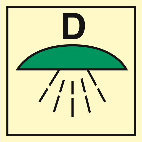 Space protected by drenching fire extinguishing system - IMO Fire Control sign