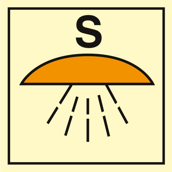 Space protected by sprinkler fire extinguishing system - IMO Fire Control sign - IMPA 336864