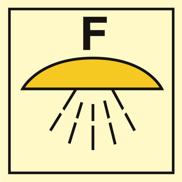 Space protected by foam fire extinguishing system - IMO Fire Control sign - IMPA 336861
