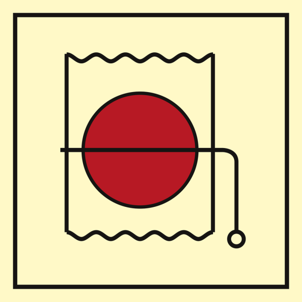 Fire damper in vent duct - IMO Fire Control sign - IMPA 336063