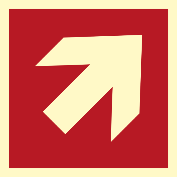 Arrow to corner - IMO Fire sign - IMPA 336211