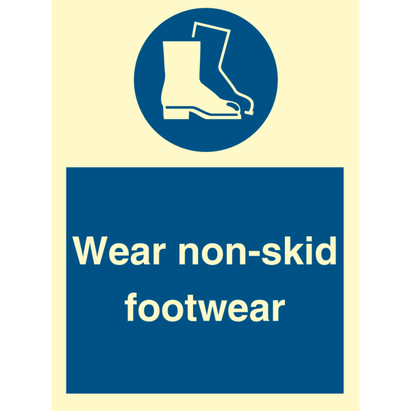 Wear non-skid footwear - IMO Mandatory sign