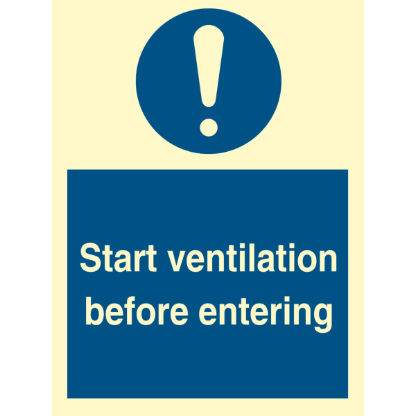 Start ventilation before entering - IMO Mandatory sign