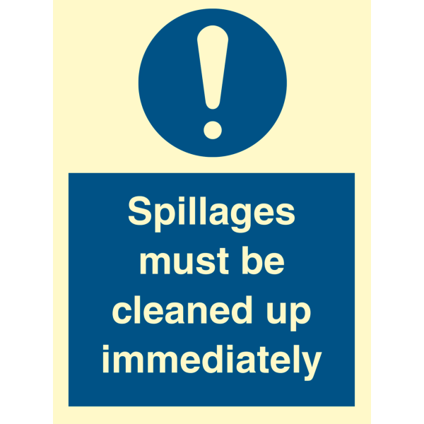 Spillages must be cleaned up immediately - IMO Mandatory sign - IMPA 335740