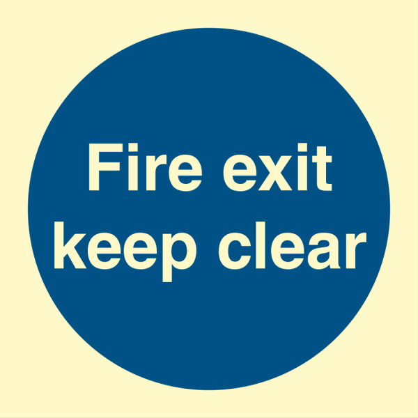 Fire exit keep clear - IMO Mandatory sign