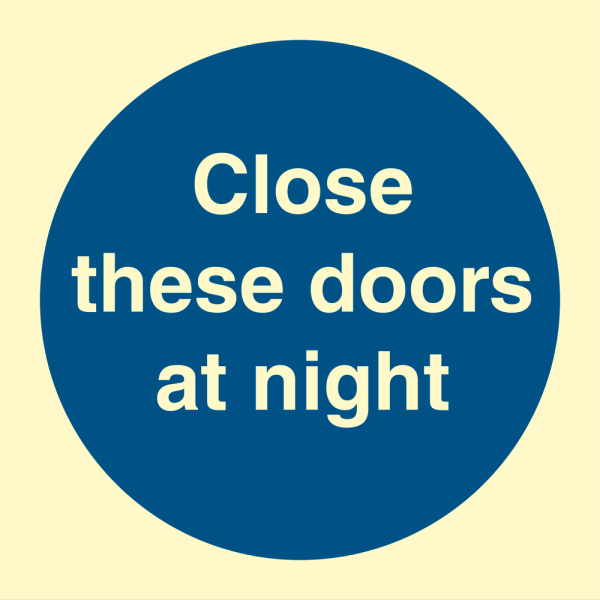 Close these doors at night - IMO Mandatory sign - IMPA 335804