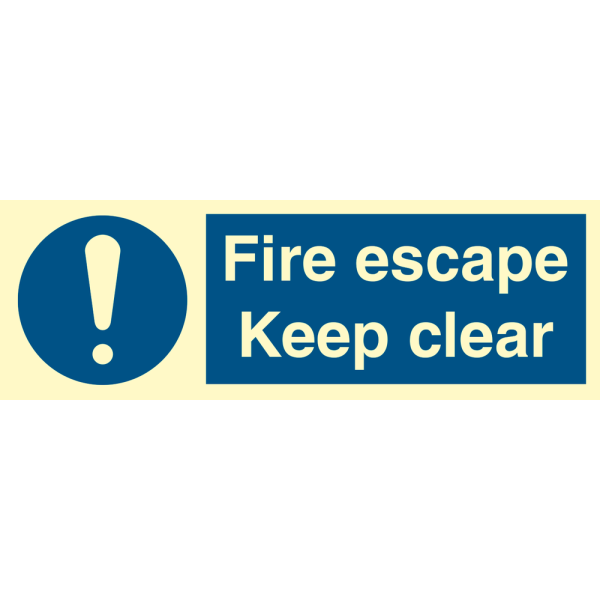 Fire escape Keep clear - IMO Mandatory sign