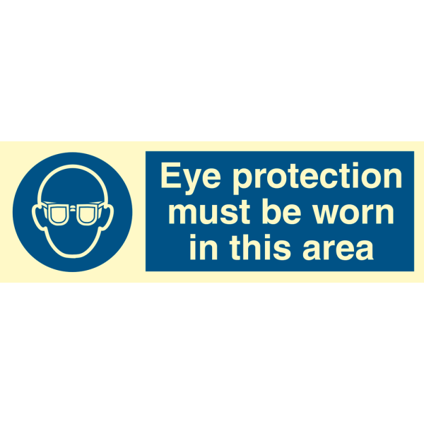 Eye protection must be worn in this area - IMO Mandatory sign