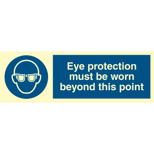 Eye protection must be worn beyond this point - IMO Mandatory sign