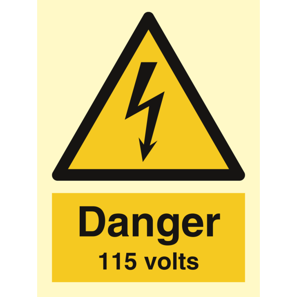 Danger 115 volts - IMO Hazard & Warning sign - IMPA 337618