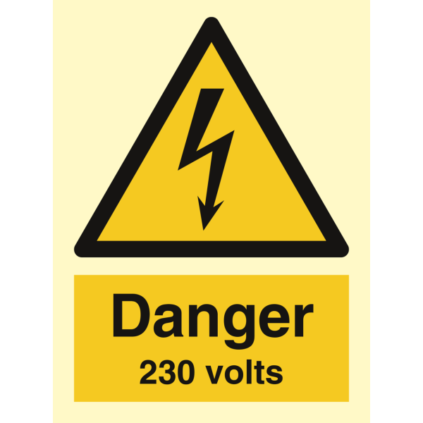 Danger 230 volts - IMO Hazard & Warning sign - IMPA 337588