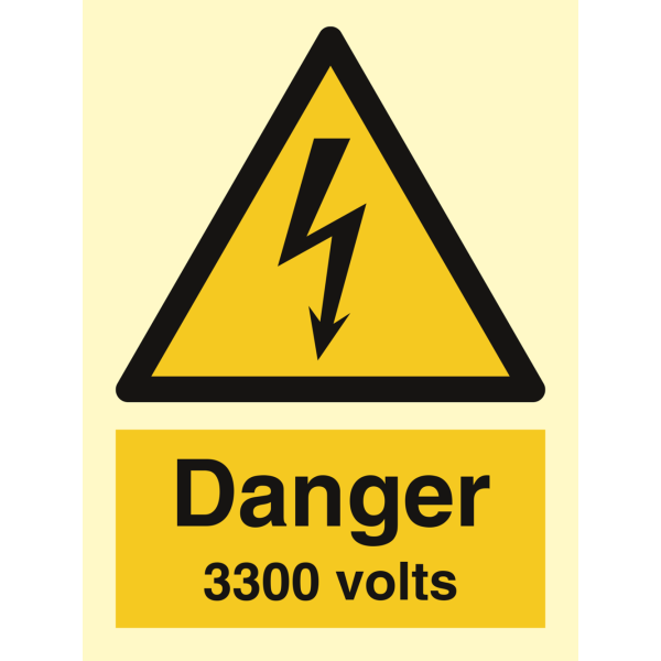 Danger 3300 volts - IMO Hazard & Warning sign - IMPA 337625