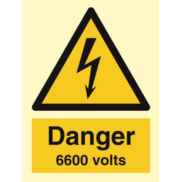 Danger 6600 volts - IMO Hazard & Warning sign - IMPA 337626