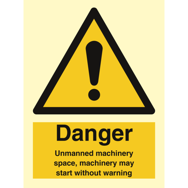 Danger Unmanned machinery space... - IMO Hazard & Warning sign - IMPA 337542