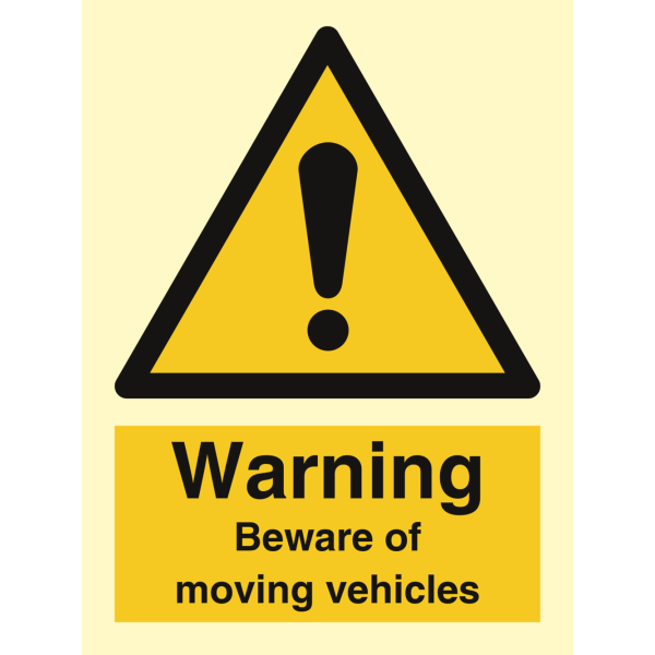 Warning Beware of moving vehicle - IMO Hazard & Warning sign - IMPA 337643