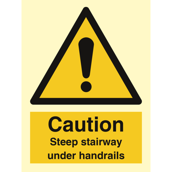 Caution Steep stairways use handrail - IMO Hazard & Warning sign - IMPA 337624
