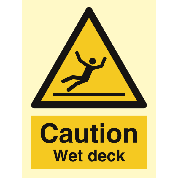 Danger wet deck - IMO Hazard & Warning sign - IMPA 337573
