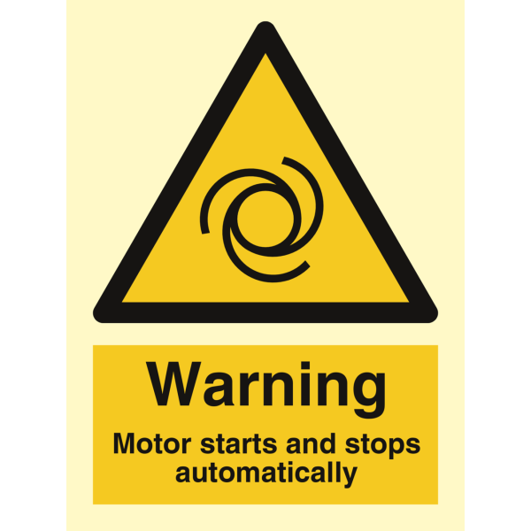 Warning Motor starts and - IMO Hazard & Warning sign - IMPA 337557