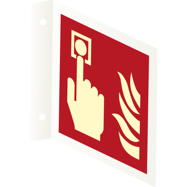 Fire alarm IMO skylt - Efterlysande Alu HI300 200 x 200 mm