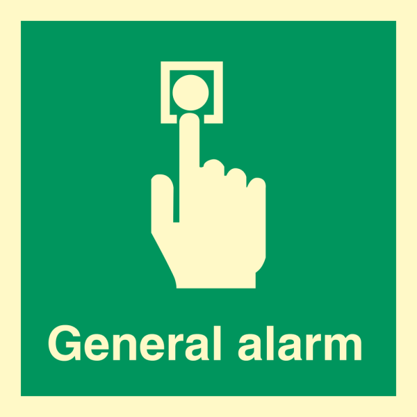 General alarm symbol with text - IMO Emergency sign