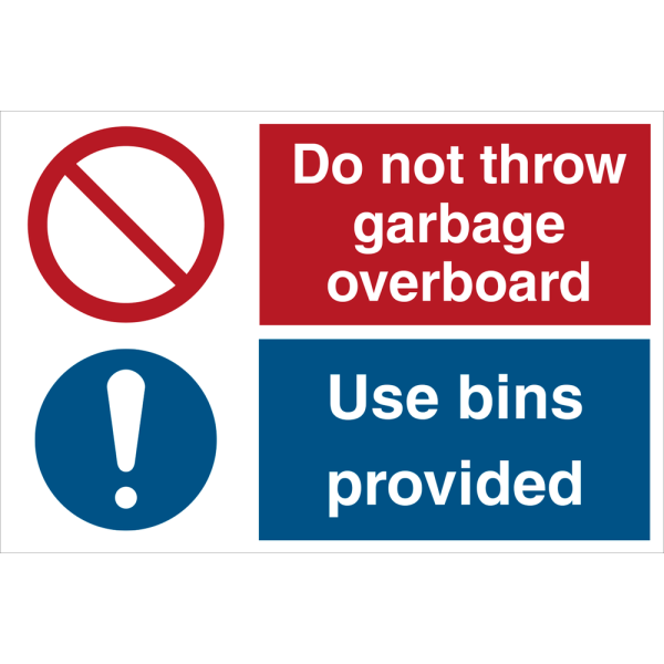 Do not throw garbage overboard - IMO Combi sign - IMPA 333115