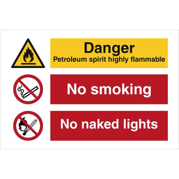 Danger Petroleum - No smoking - No naked lights - IMO Combi sign - IMPA 333105