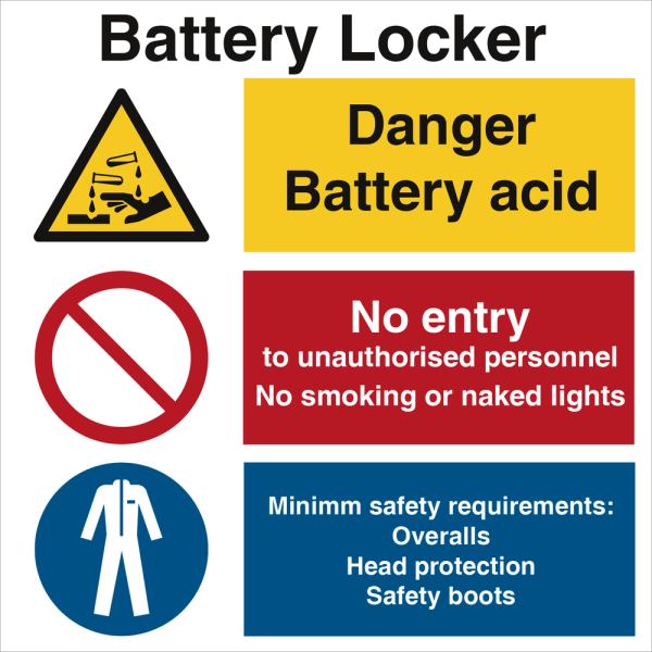 Battery locker - Danger - No entry - IMO Combi sign - IMPA 333123