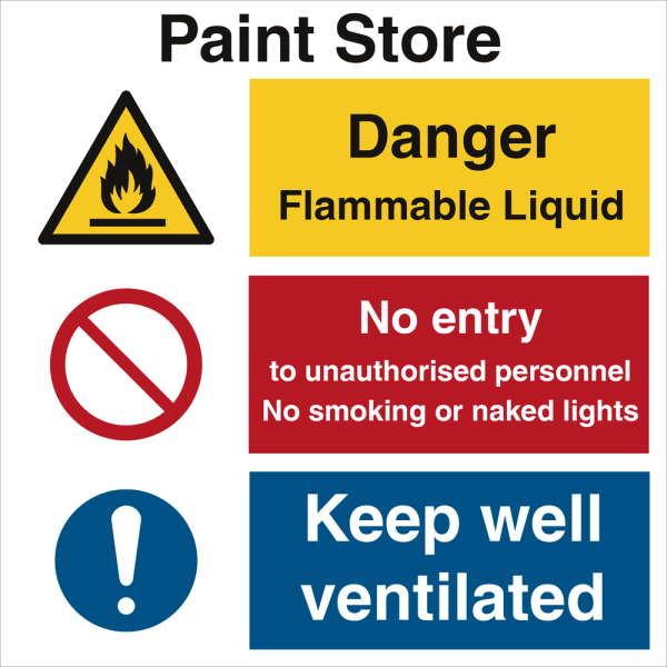 Paint store - Danger Flammable Liquid - IMO Combi sign - IMPA 333126