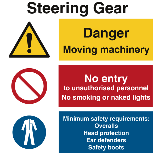 Steering gear - Danger - No entry - IMO Combi sign - IMPA 333136