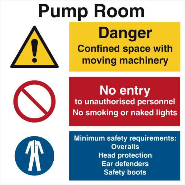 Pump room - Danger - No entry - IMO Combi sign - IMPA 333137