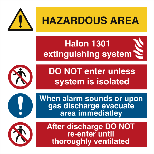 Hazardous area - Halon 1301extinguishing system - IMO Combi sign