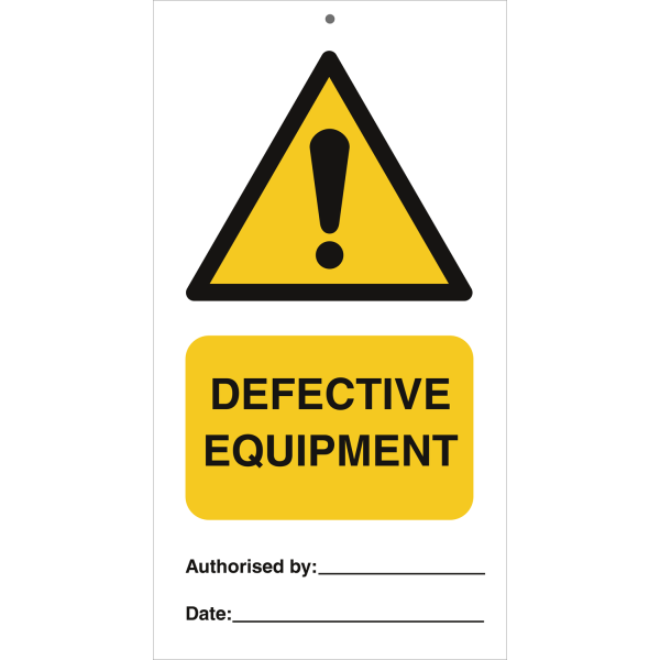 Defective equipment (pk. a´· 10 stk.) IMO skylt - 0.2 mm rigid 140 x 75 mm
