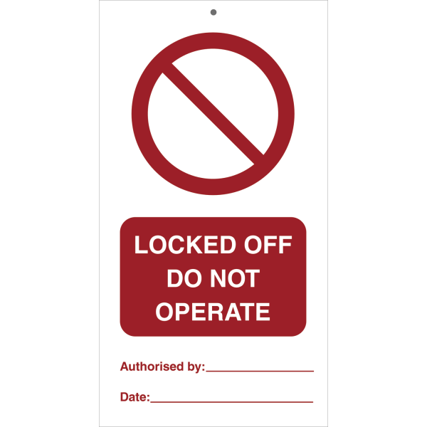 Locked off do not operate IMO skylt - 0.2 mm rigid 140 x 75 mm