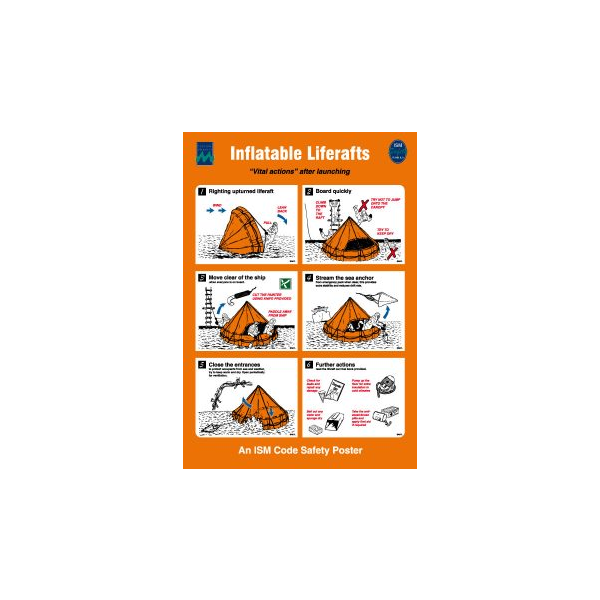 Inflatable liferaft IMO skylt - Självhäftande vinyl 475 x 330 mm