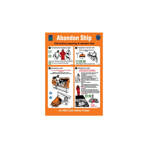 Abandon ship IMO skylt - Självhäftande vinyl 475 x 330 mm