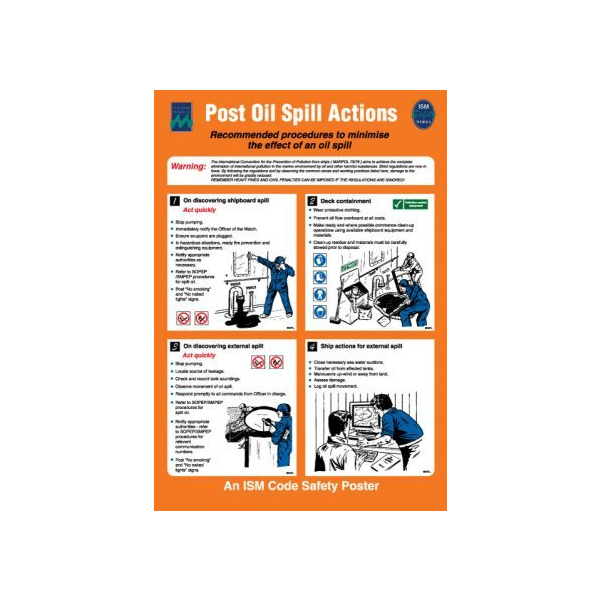 Post oil spill actions IMO skylt - Självhäftande vinyl 475 x 330 mm