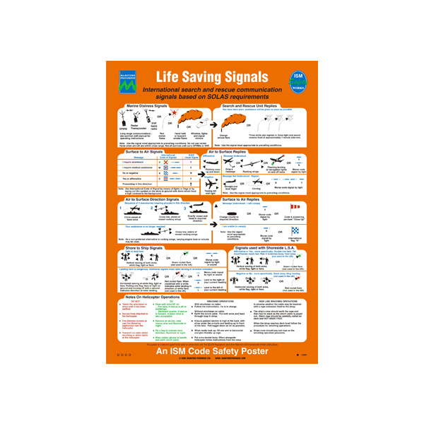 Life Saving Signals IMO skylt - Självhäftande vinyl 475 x 330 mm