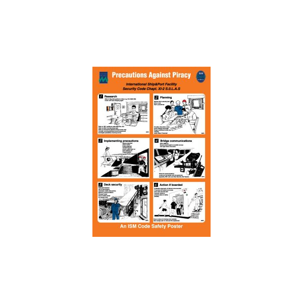 Precautions against piracy IMO skylt - Självhäftande vinyl 475 x 330 mm