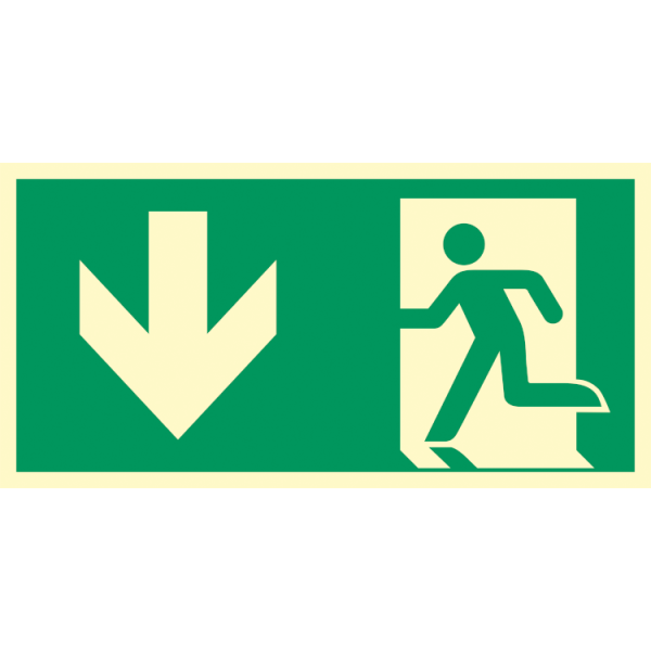Utrymningsväg ner utrymningsskylt - ISO 7010