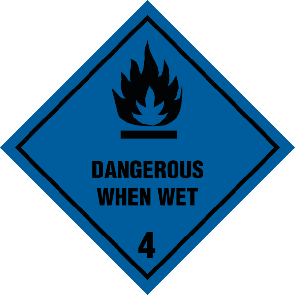 Dangerous when wet kl. 4 fareseddel