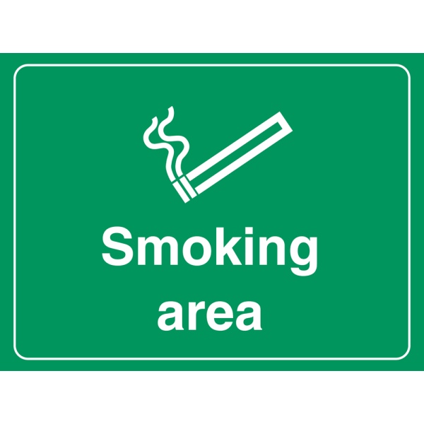 Smoking area IMO skylt - Självhäftande vinyl 150 x 200 mm