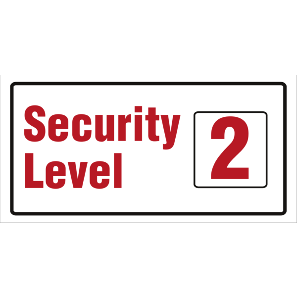 Security level 2 IMO skylt - Plast 150 x 300 mm