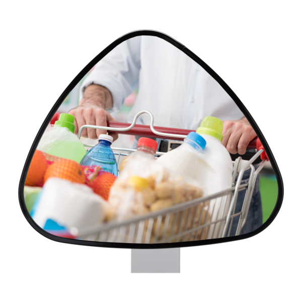 Trekantig butikspegel i akryl