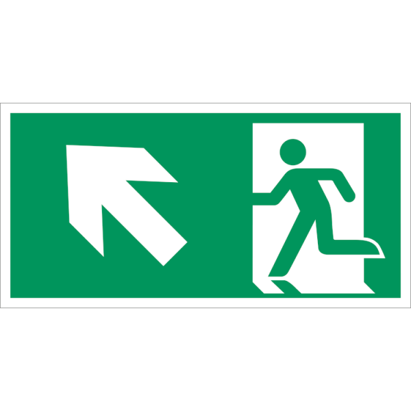 Escape route upstairs left IMO skylt - Klar vinyl 50 x 100 mm
