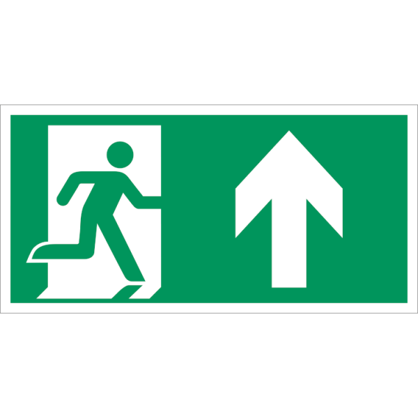 Escape route forward right IMO skylt - Klar vinyl 50 x 100 mm