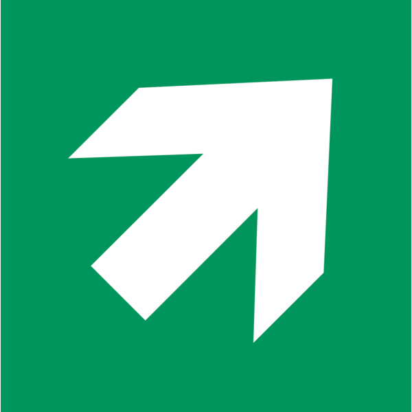 Arrow to corner IMO skylt - Klar vinyl 50 x 50 mm