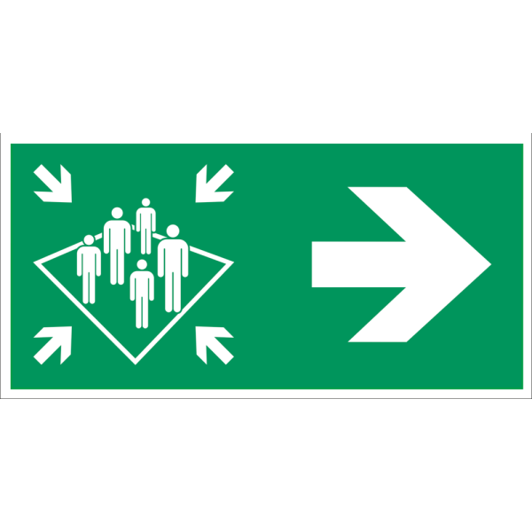Muster station arrow right IMO skylt - Klar vinyl 50 x 100 mm