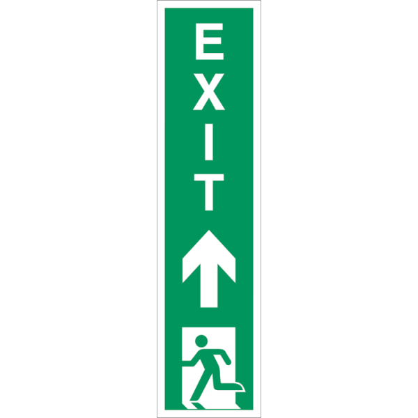 Escape route forward left vertical IMO skylt - Klar vinyl 200 x 50 mm