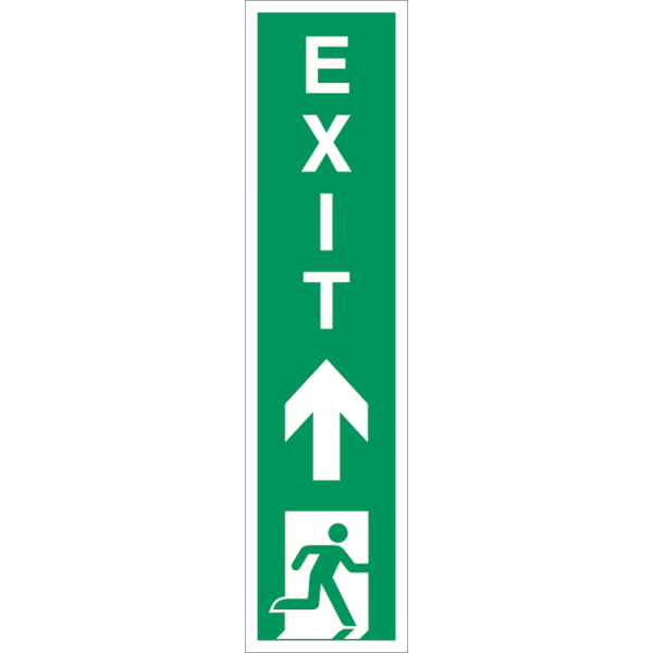 Escape route forward right vertical IMO skylt - Klar vinyl 200 x 50 mm