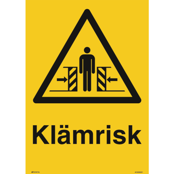 Klämrisk - Varningsskylt ISO 7010 W019